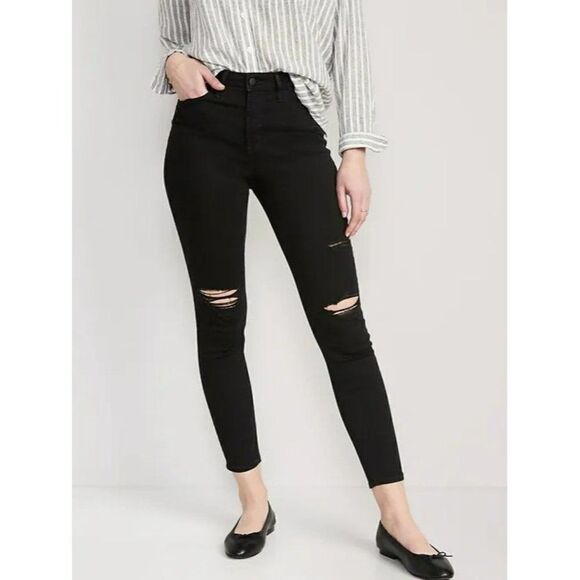 Old Navy High-Waisted Rockstar Super-Skinny Jeans Blk Women's Sz 4 - Picture 1 of 6